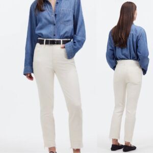 Madewell The Perfect Vintage Jeans Women's Sz 26 White High Rise Raw Hem